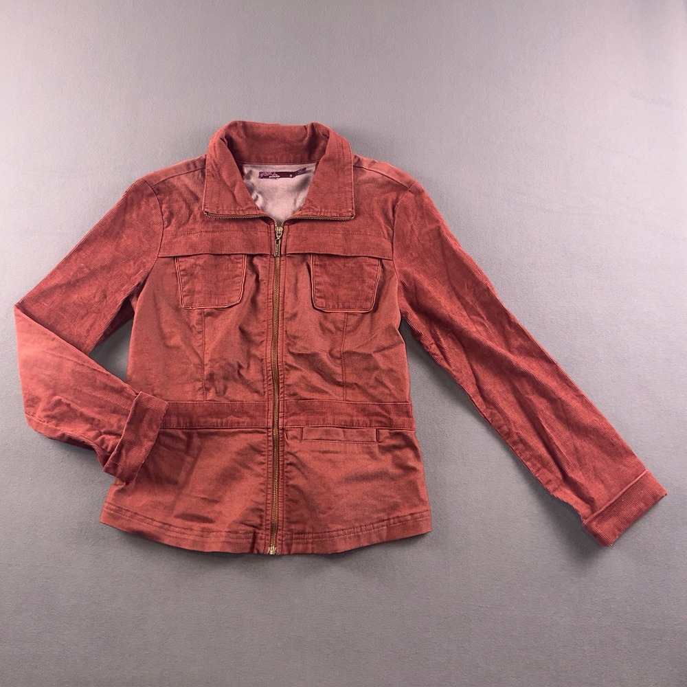 Prana Womens Small Terracotta Rust Utility Full Zip Corduroy Jacket W2NADI314